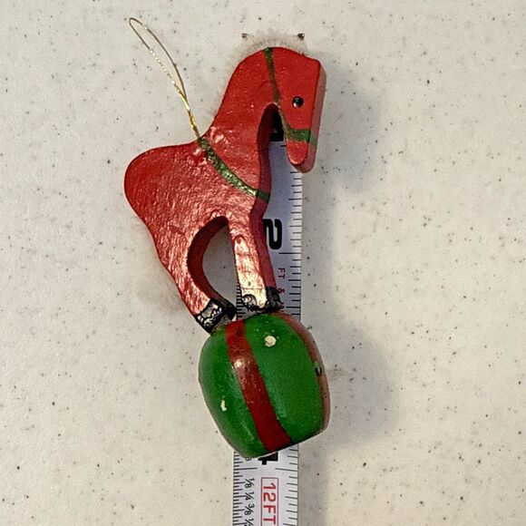 Vtg Wooden Christmas Ornament 8 Lot Rocking Horse Nutcracker Bell Bear Tree - Picture 15 of 16